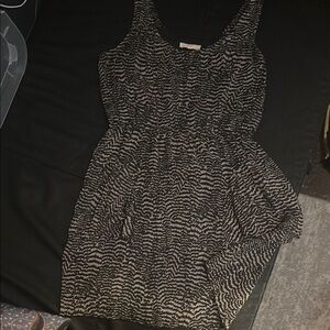 Black and Tan Sleeveless Scoop Neck Mini Sundress